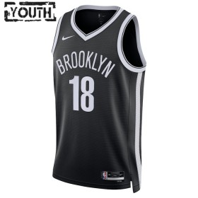 NBA Børn Trøje Brooklyn Nets Yuta Watanabe 18 2022-23 Nike Icon Edition Sort Swingman